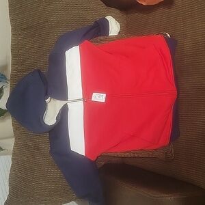 Red white and blue hoodie jacket